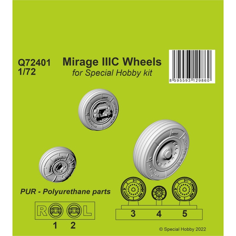 1/72 Mirage IIIC Wheels / for Special Hobby kit