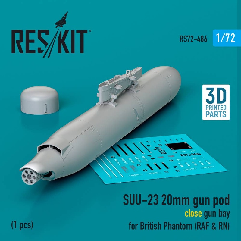 1/72 SUU-23 20mm gun pod (close gun bay) for British Phantom (RAF & RN) (1 pcs) (3D Printed)