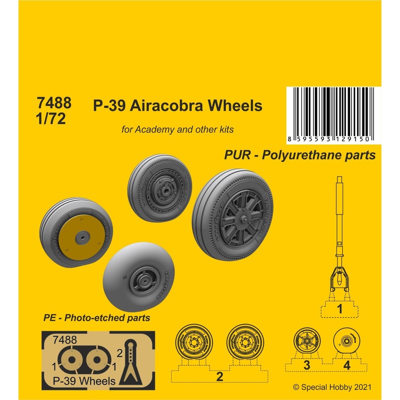 1/72 P-39 Airacobra Wheels and Front Leg (for Academy)
