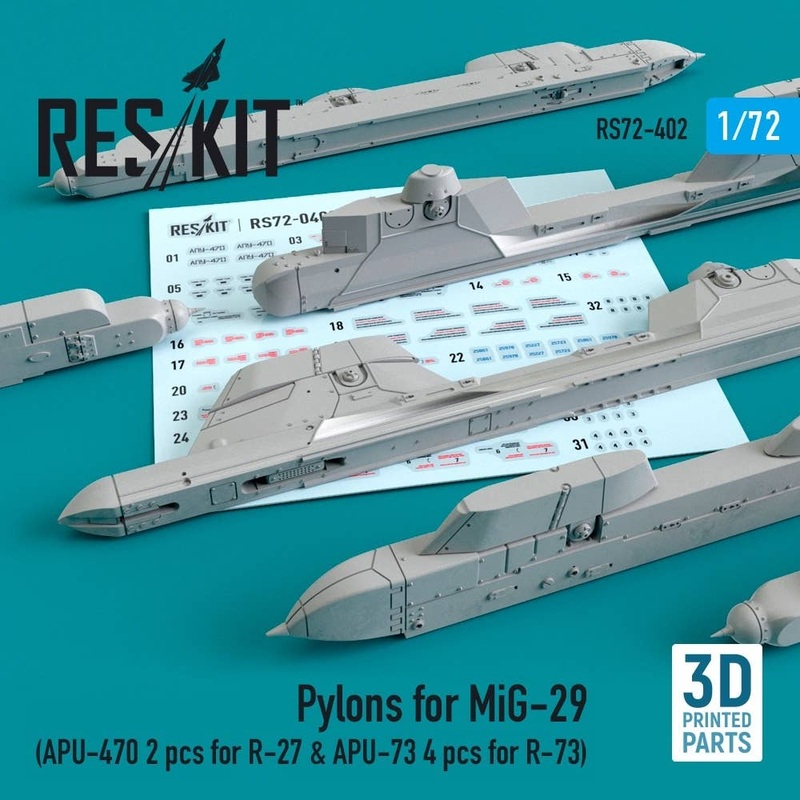 1/72 Pylons for MiG-29 (APU-470 2 pcs for R-27 & APU-73 4 pcs for R-73)