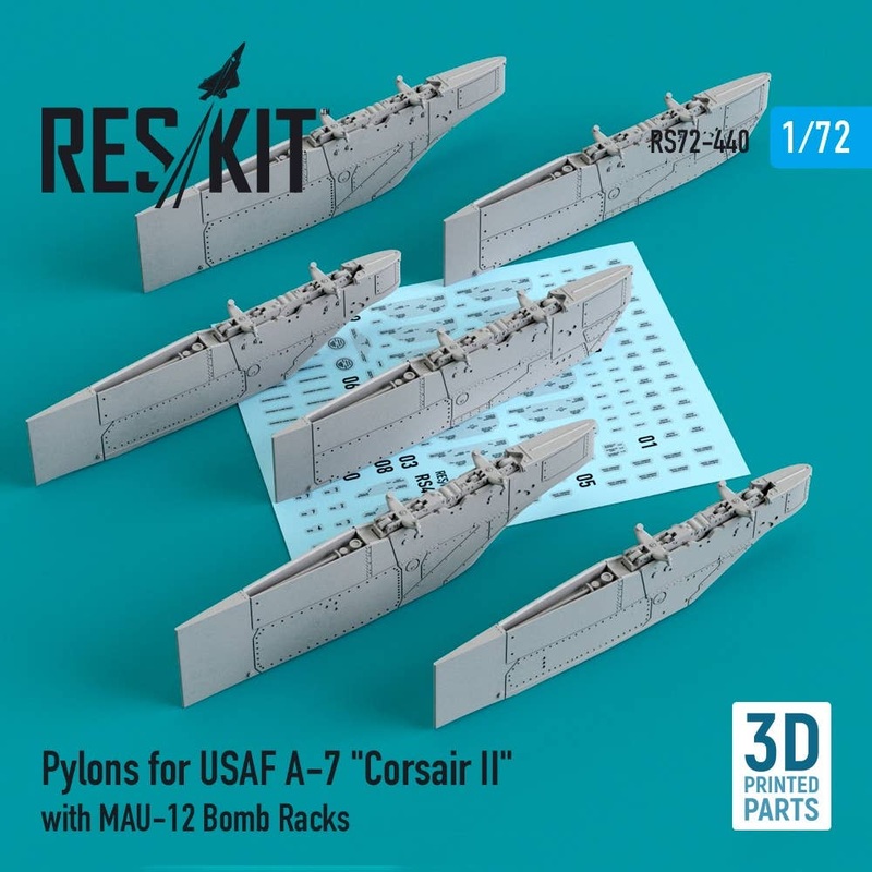 1/72 Pylons for USAF A-7 Corsair II with MAU-12 Bomb Racks (3D Printing)