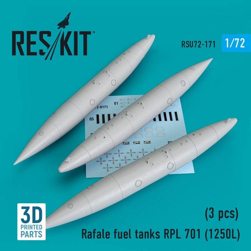 1/72 Rafale fuel tanks RPL 701 (1250L) (3 pcs) (3D printing)