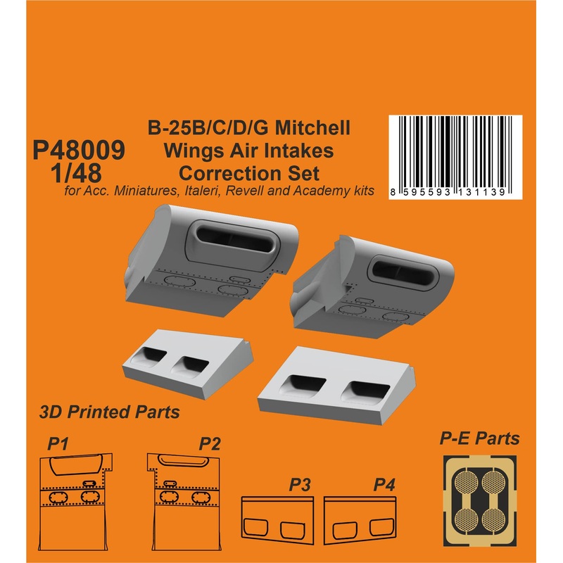 1/48 B-25 Mitchell Wings Air Intakes Correction Set