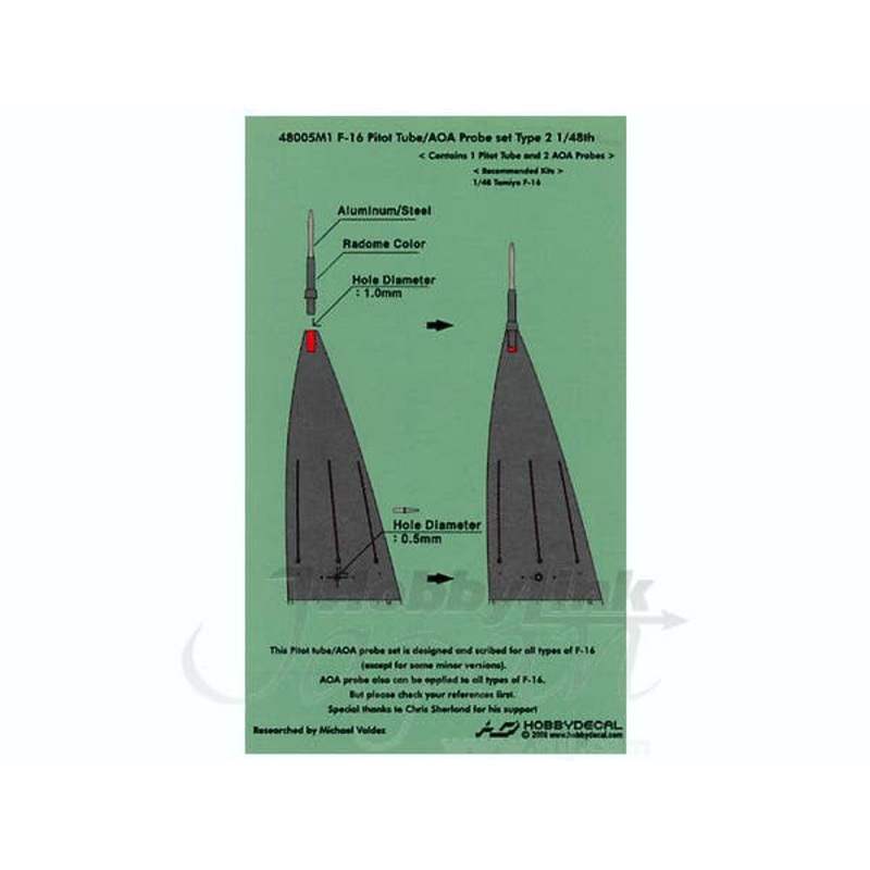 1/48 F-16 Pitot Tube / AOA Probe Set Type 2