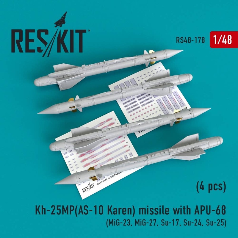 1/48 Russia Kh-25Mp "Karen" Anti-Radar Missile w/Apu-68 Launcher (4 pcs)
