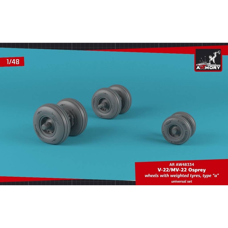 1/48 V-22 Osprey Wheels w/Weighted Tires Type "A"