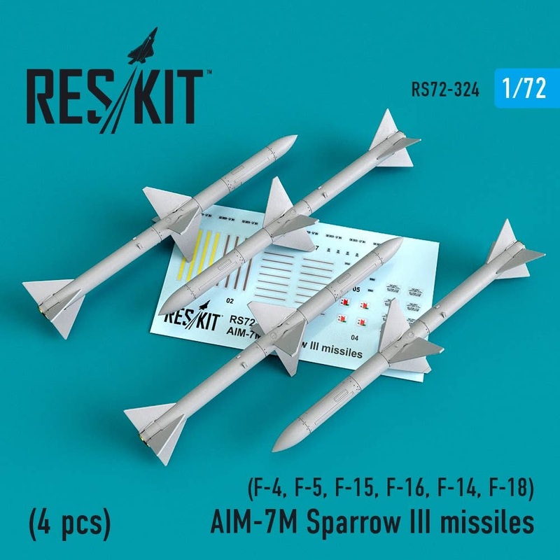 1/72 AIM7M Sparrow III missiles (4pcs) (F-4, F-5, F-15, F-16, F-14, F-18)