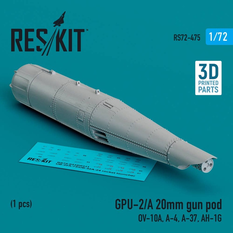 1/72 GPU-2/A 20mm gun pod (1 pcs) (OV-10A, A-4, A-37, AH-1G) (3D Printed)