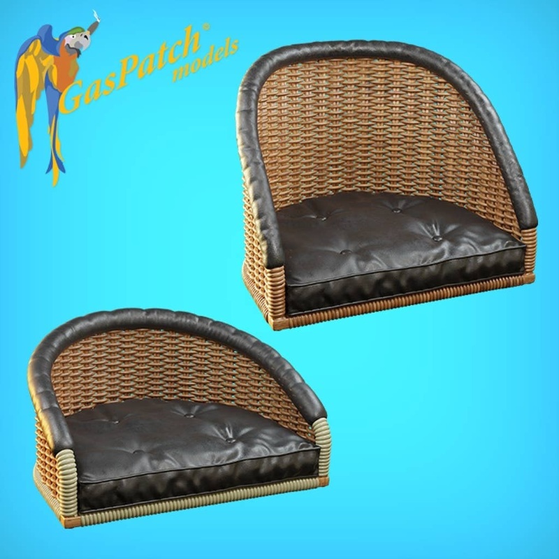 1/48 British Wicker Seat Full Back - Short and Tall , Small leather pad
