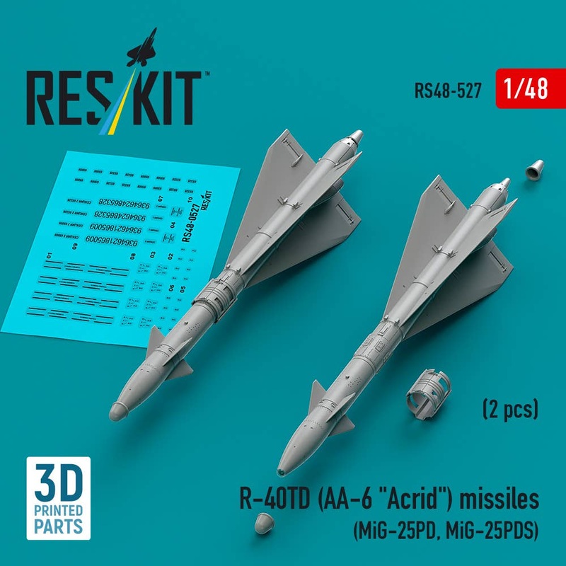 1/48 R-40TD (AA-6 Acrid) IR missiles (for MiG-25PD, MiG-25PDS, 2 pcs)