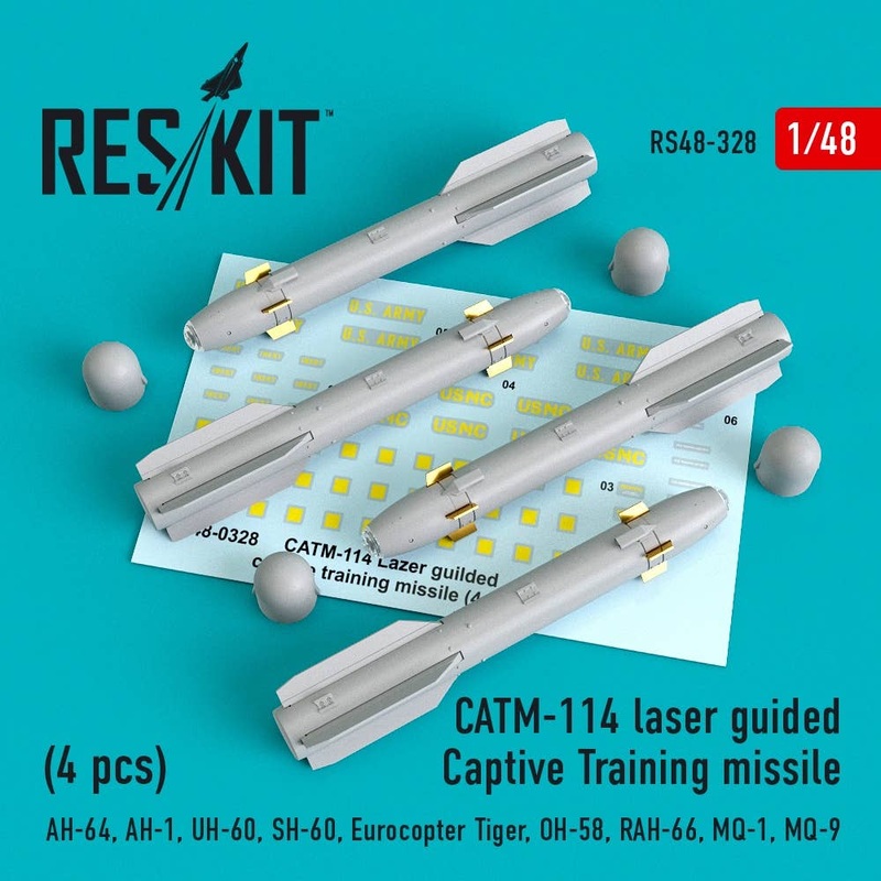 1/48 CATM-114 laser guided Captive Training missiles (4 pcs) (AH-64, AH-1, UH-60, SH-60, Eurocopter Tiger, OH-58, RAH-66, MQ-1, MQ-9) (for Academy, Airfix, Hasegawa, Italeri, Monogram, Revell, Italeri, HobbyBoss)