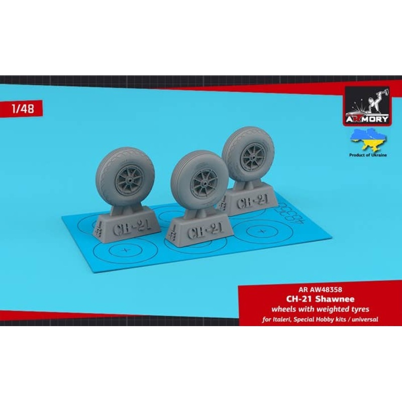 1/48 CH-21 Shawnee wheels w/ weighted tyres