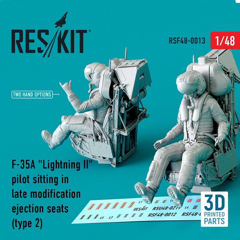 1/48 F-35A Lightning II pilot sitting in late modification ejection seats (type 2) (3D Printing)