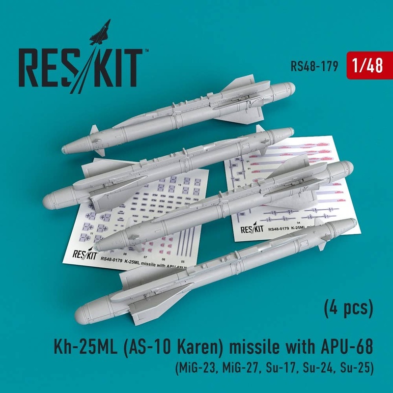 1/48 Russia Kh-25Ml "Karen" Laser-Guided Surface-To-Ground Missile w/Apu-68 Launcher (4 pcs)