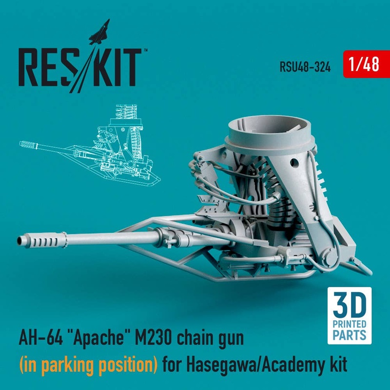 1/48 AH-64 Apache M230 chain gun (in parking position) for Hasegawa/Academy kit (3D printing)