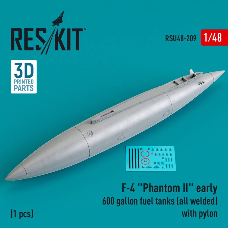 1/48 F-4 Phantom II early 600 gallon fuel tanks (all welded) with pylon (1 pcs) (3D Printed)