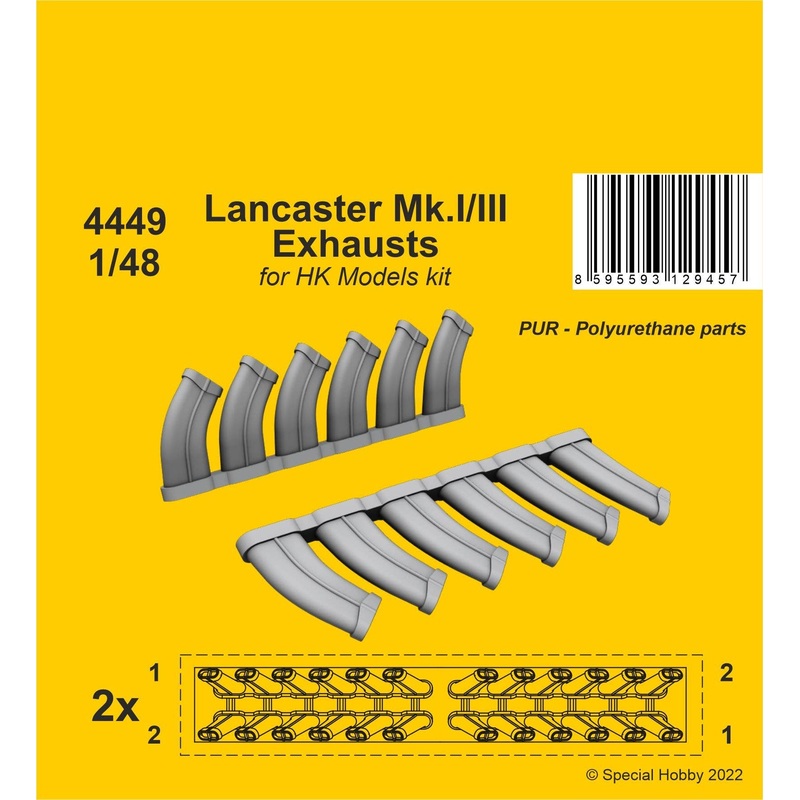 1/48 Lancaster Mk.I/III Exhausts / for HK Models kit