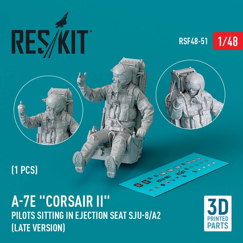 1/48 A-7E Corsair II pilot sitting in ejection seat SJU-8/A2  (late version) (3D Printed) (1 pcs)