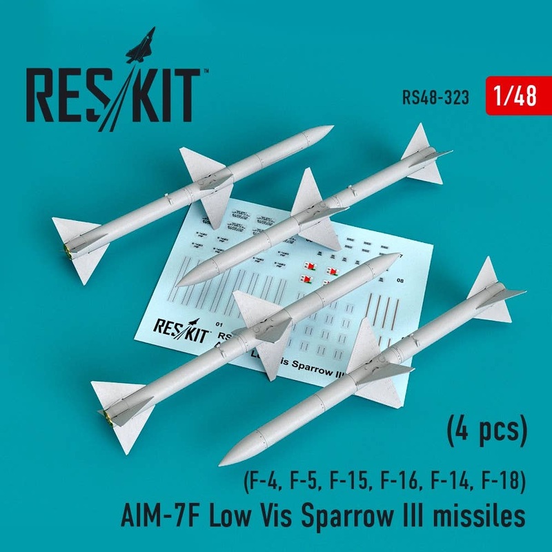 1/48 AIM-7F Low Vis Sparrow III missiles (4pcs) (F-4, F-5, F-15, F-16, F-14, F-18)