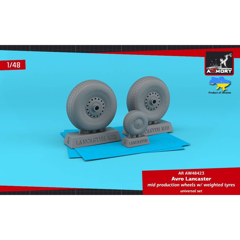 1/48 Avro Lancaster wheels mid type w/ weighted tyres
