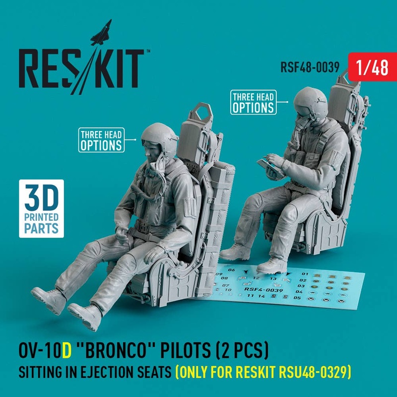 1/48 OV-10D Bronco pilots sitting in ejection seats (only for RESKIT RSU48-0329) (2 pcs) (3D Printed)