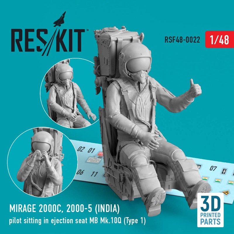 1/48 Mirage 2000C, 2000-5 (INDIA) pilot sitting in ejection seat MB Mk.10Q (Type 1) (3D Printed)
