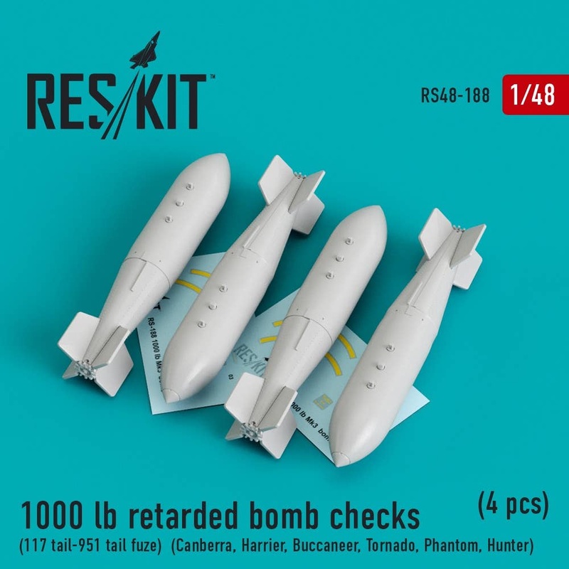 1/48 1000 lb Retarded Bomb Checks (117 Tail-951 Tail Fuze) (Canberra, Harrier, Buccaneer, Tornado, Phantom, Hunter) (4pcs)