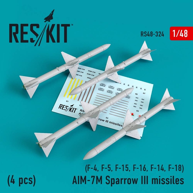 1/48 AIM-7M Sparrow III missiles (4pcs) (F-4, F-5, F-15, F-16, F-14, F-18)