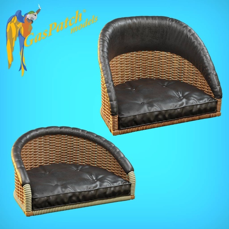 1/48 British Wicker Seat Full Back - Short and Tall Big, leather pad
