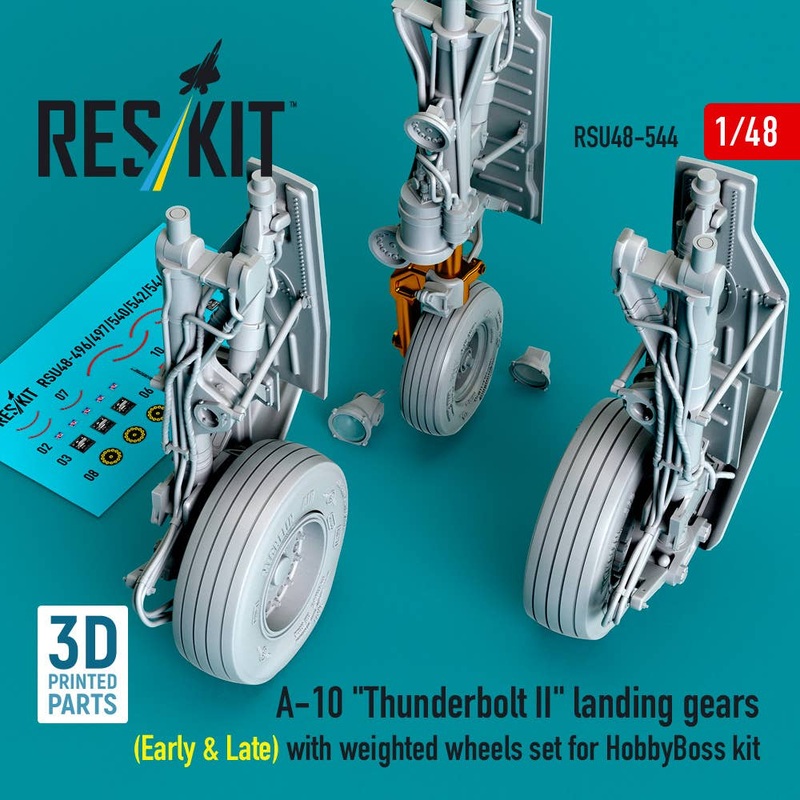 1/48 A-10 Thunderbolt II landing gears (Early & Late) with weighted wheels set for HobbyBoss kit (Metal+3D Printed)