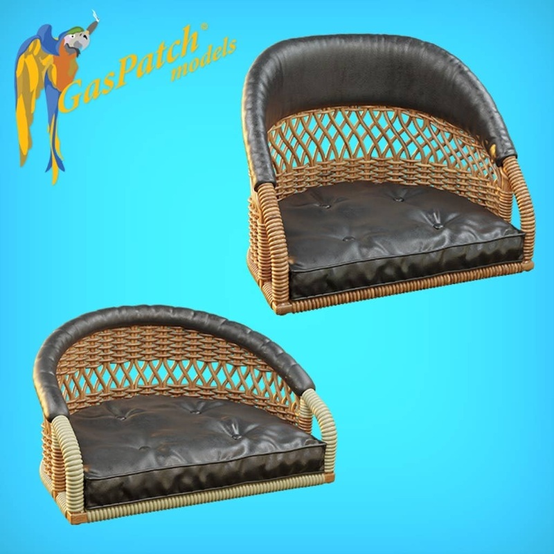 1/48 British Wicker Seat Perforated Back - Short leather frame ,Tall Big leather pad