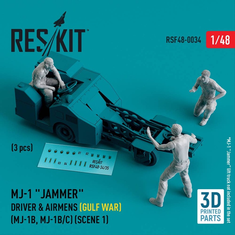 1/48 MJ-1 Jammer Driver & airmens (Gulf War) (MJ-1B, MJ-1B/C) (scene 1) (3 pcs) (3D Printed)