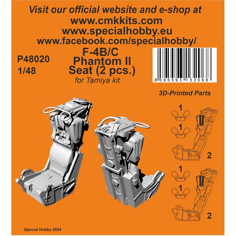 1/48 F-4B/C Phantom Seat (2 pcs.) for Tamiya kit