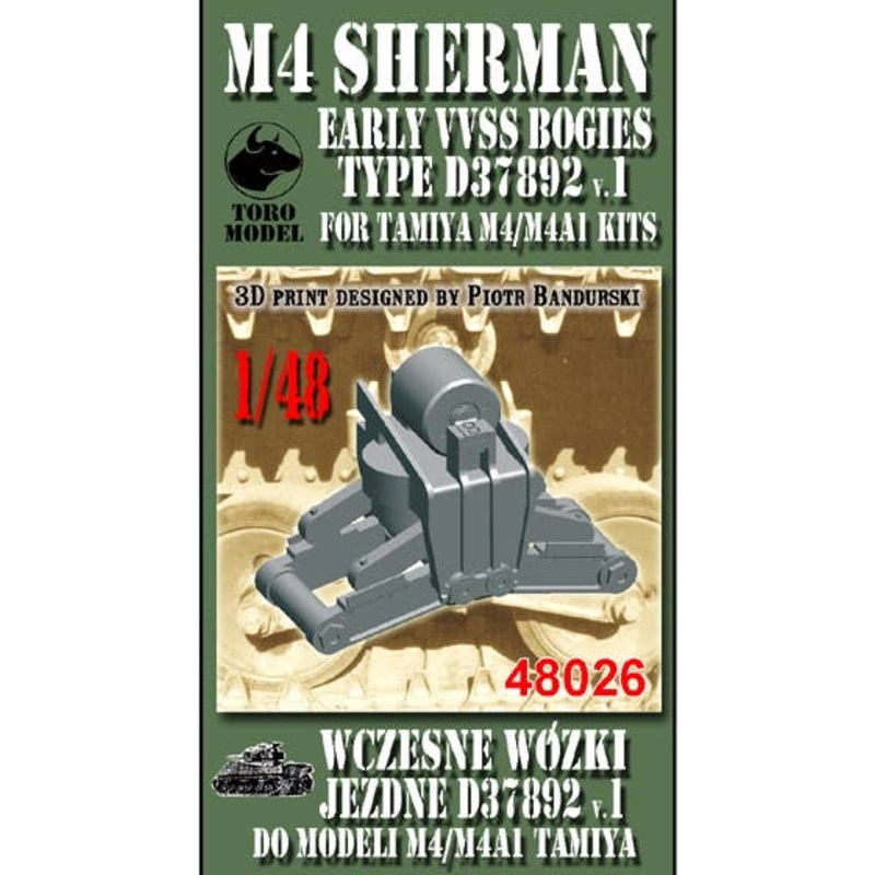 1/48 M4 Sherman - Early VVSS bogies D37892v1- for Tamiya kit Improved 3D reissue