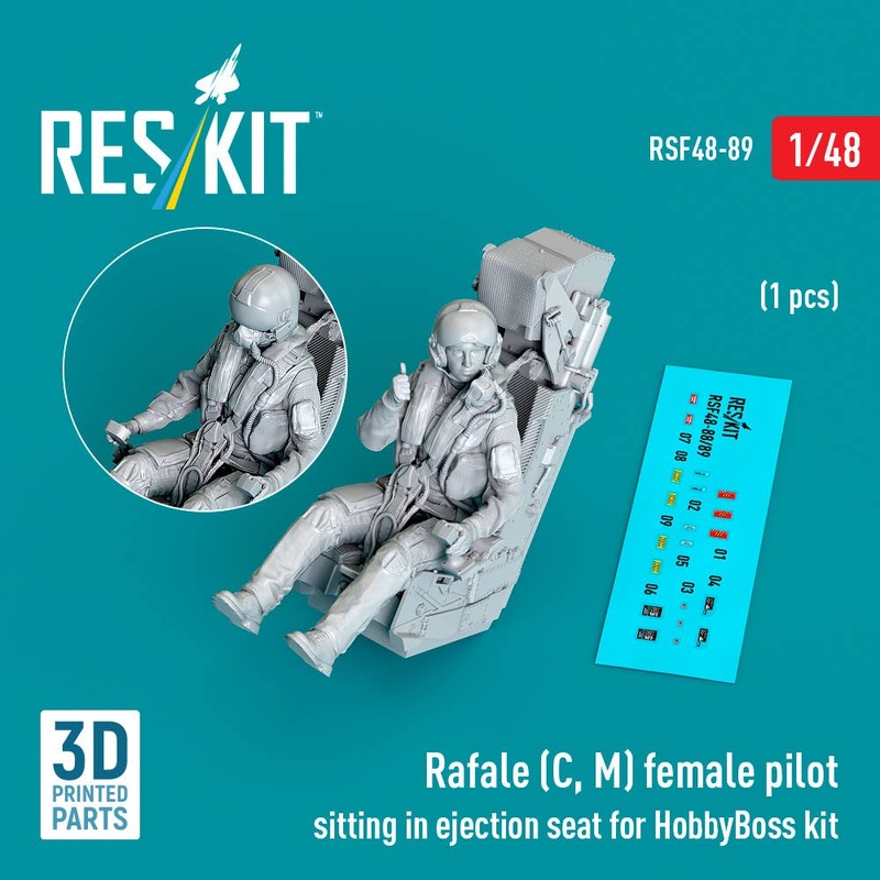 1/48 Rafale (C, M) female pilot sitting in ejection seat for HobbyBoss kit (1 pcs)