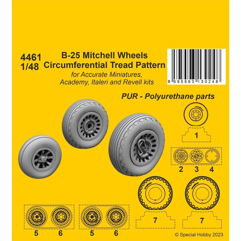 1/48 B-25 Mitchell Wheels/Circumferential Tread Pattern