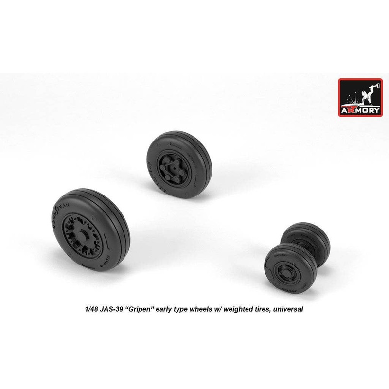 1/48 JAS-39 Gripen wheels w/ weighted tires, early
