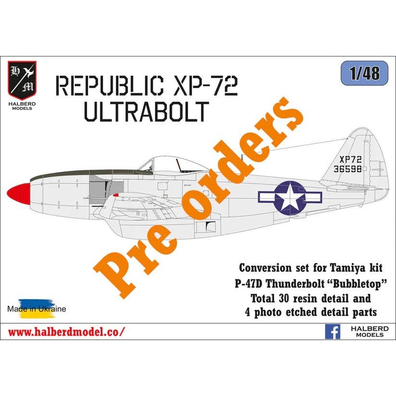1/48 Republic XP-72 Ultrabolt conversion set for Tamiya
