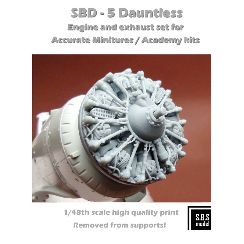 1/48 SBD-5 Dauntless engine & exhaust set for Academy/AM