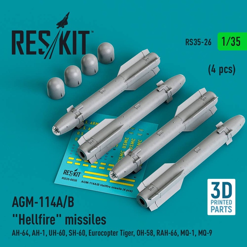 1/35 AGM-114A/B Hellfire missiles (4 pcs) (3D Printed)