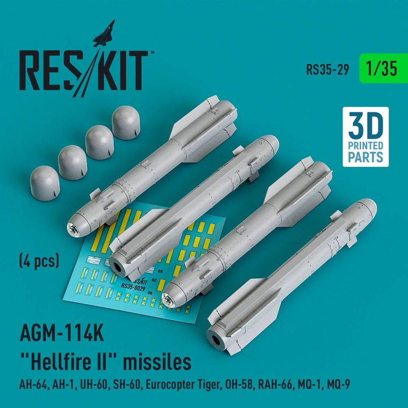 1/35 AGM-114K Hellfire II missiles (4 pcs) (3D Printed)