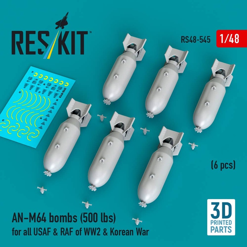 1/48 AN-M64 bombs (6 pcs) (500 lbs) WW2 & Korean War (3D Printed)
