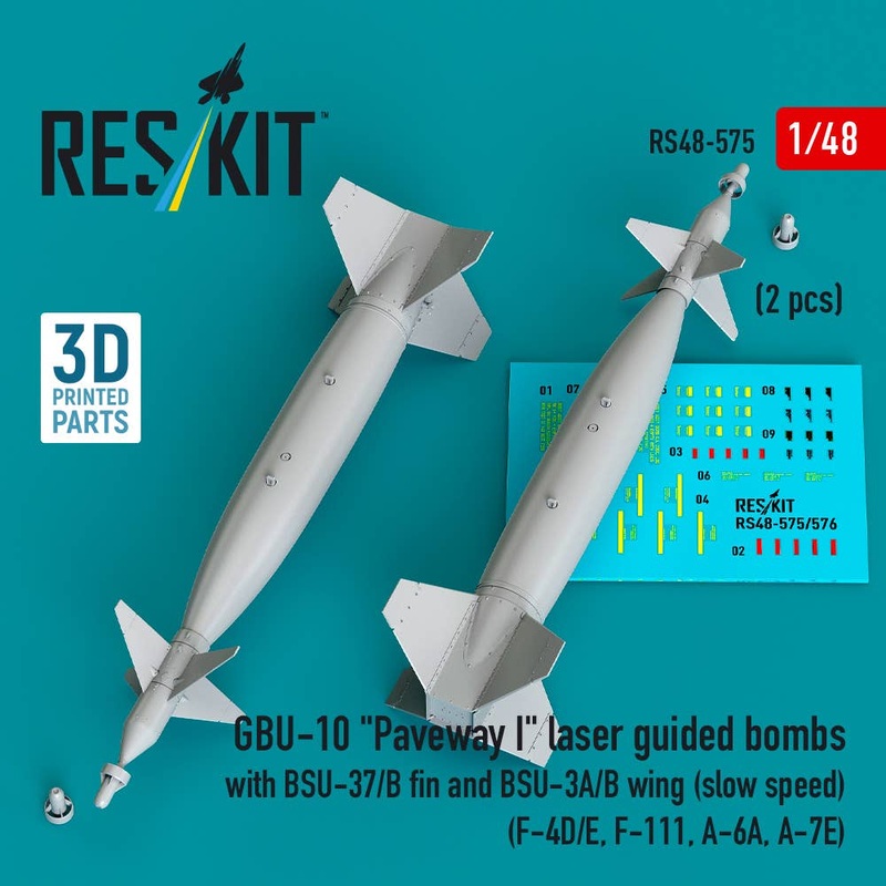 1/48 GBU-10 Paveway I laser guided bombs with BSU-37/B fin and BSU-3A/B wing (slow speed) (2 pcs) (3D Printed)