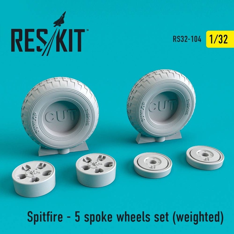 1/32 Spitfire - 5 spoke wheels set (weighted)