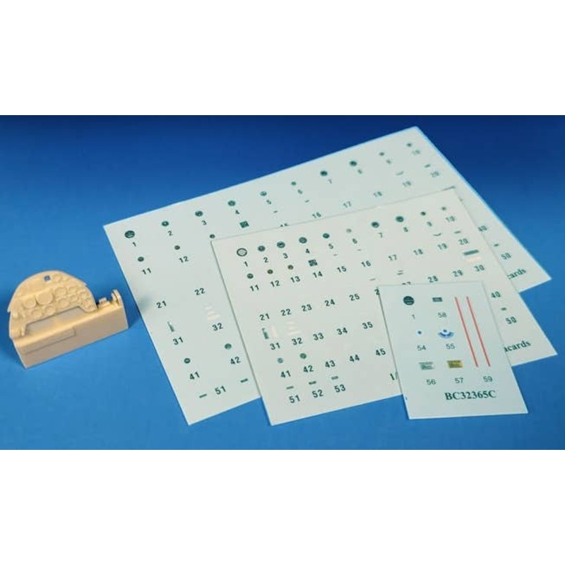 1/32 Bf-109G Cockpit Stencils, Placards with Instrument Panel