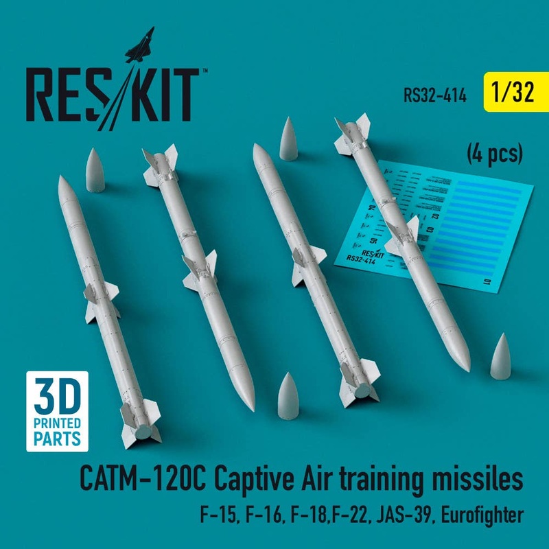 1/32 CATM-120C Captive air training missiles (4 pcs) (F-15, F-16, F-18,F-22, JAS-39, Eurofighter) (3D Printed)
