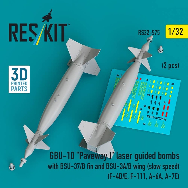1/32 GBU-10 Paveway I laser guided bombs with BSU-37/B fin and BSU-3A/B wing (slow speed) (2 pcs) (3D Printed)