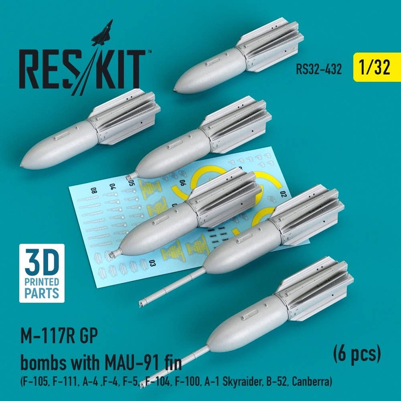 1/32 M-117R GP bombs with MAU-91 fin (6 pcs) (3D Printing)