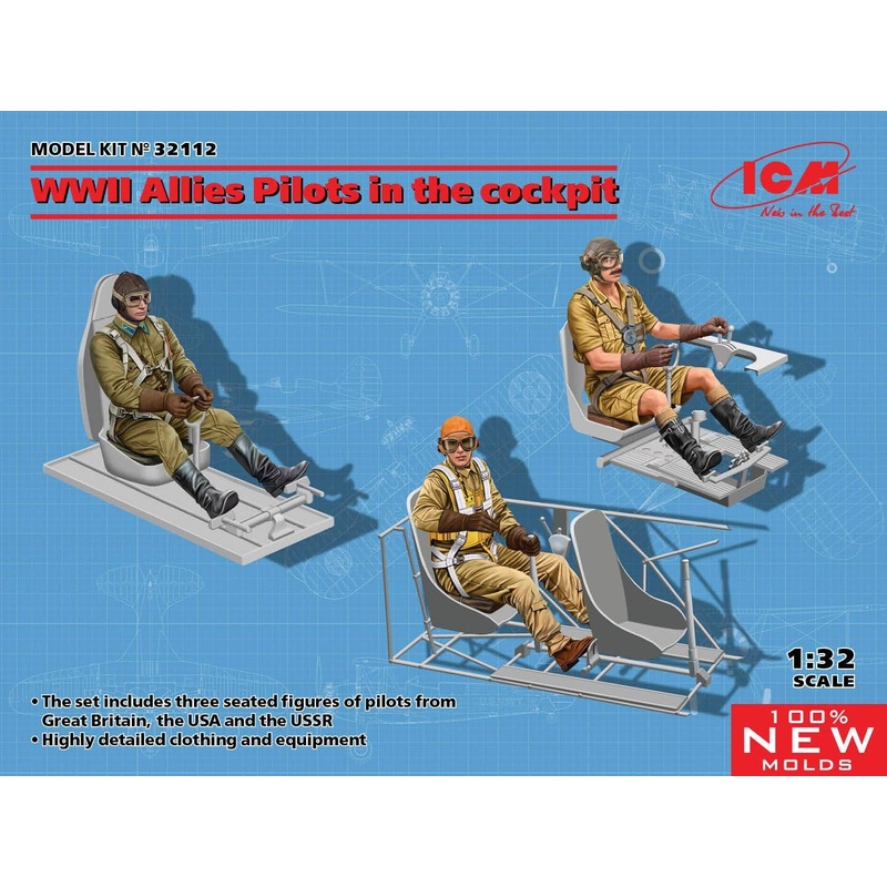 1/32 WWII Allied Seated Posture Pilot (UK, US, Soviet Union)