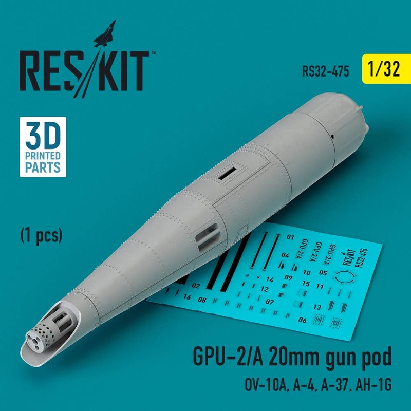 1/32 GPU-2/A 20mm gun pod (1 pcs) (OV-10A, A-4, A-37, AH-1G) (3D Printed)
